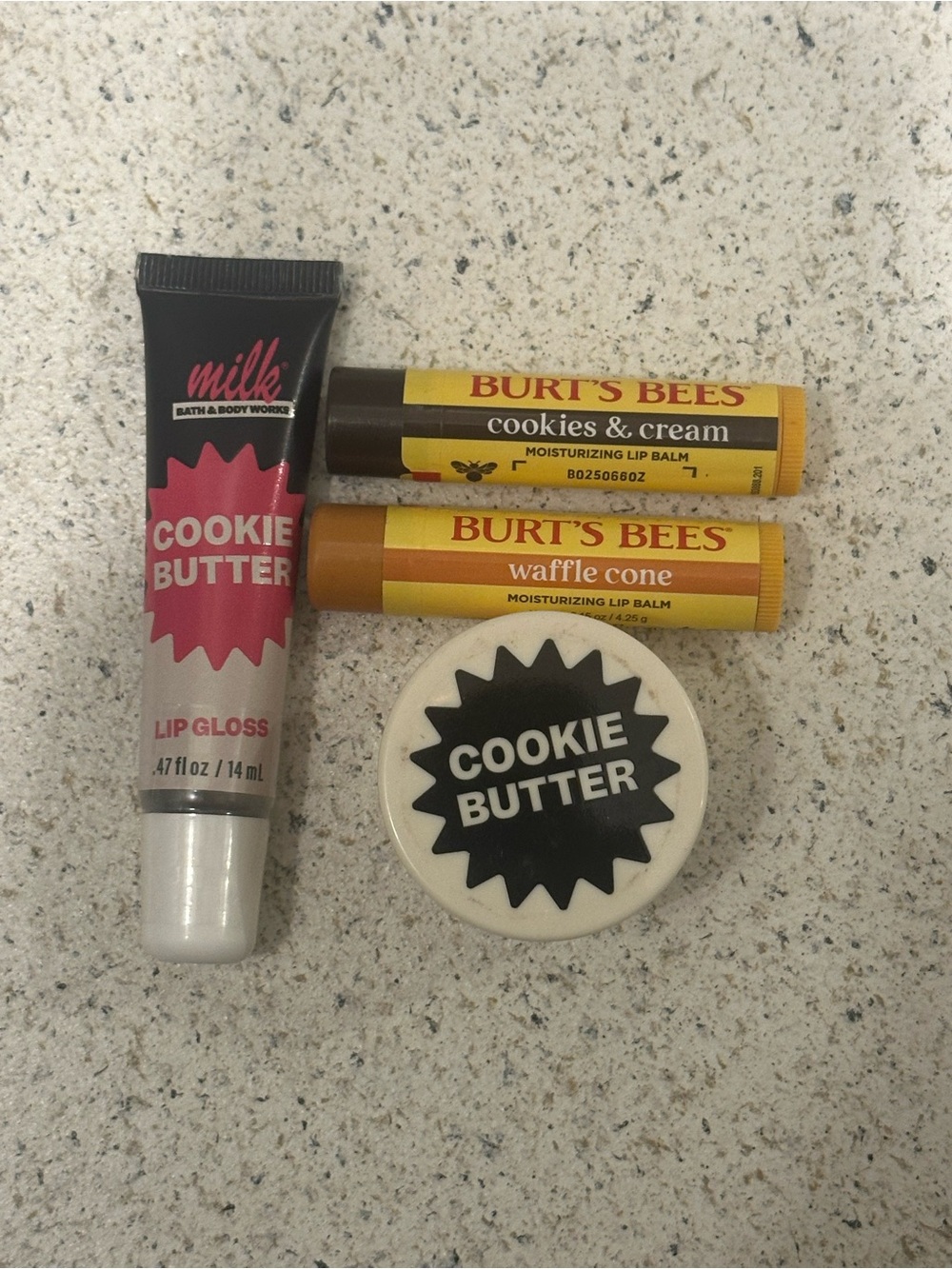 Milk Bar Cookie Butter Lip Gloss & Mask + Burt’s Bees Lip Balms